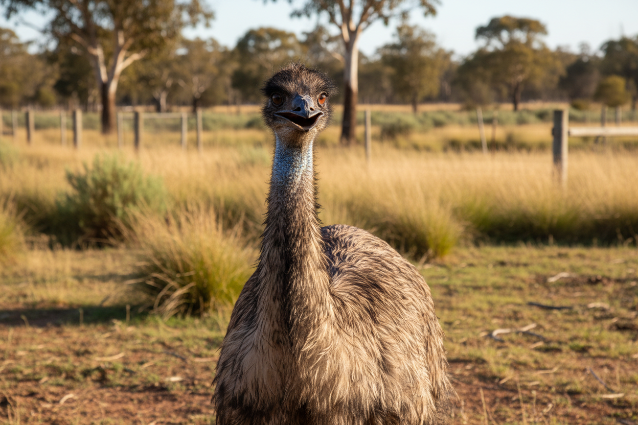 Emu Close-up on Farm