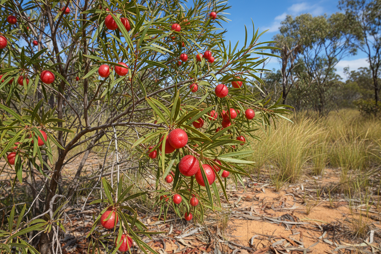 Red Quandong on Tree - Natural